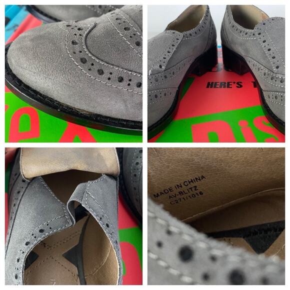 Adrienne Vittadini Neutral Gray Wingtip Brogue Oxford Slip On Loafers Sz 7 - Picture 4 of 14